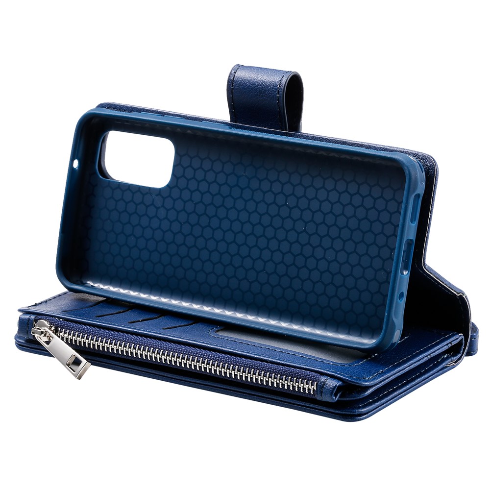 Magnetic Detachable 2-in-1 Zipper Wallet Stand Leather Case for Samsung Galaxy S20 - Blue-11