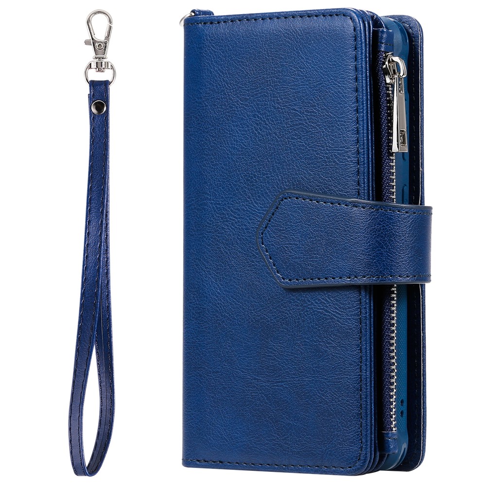 Magnetic Detachable 2-in-1 Zipper Wallet Stand Leather Case for Samsung Galaxy S20 - Blue-4