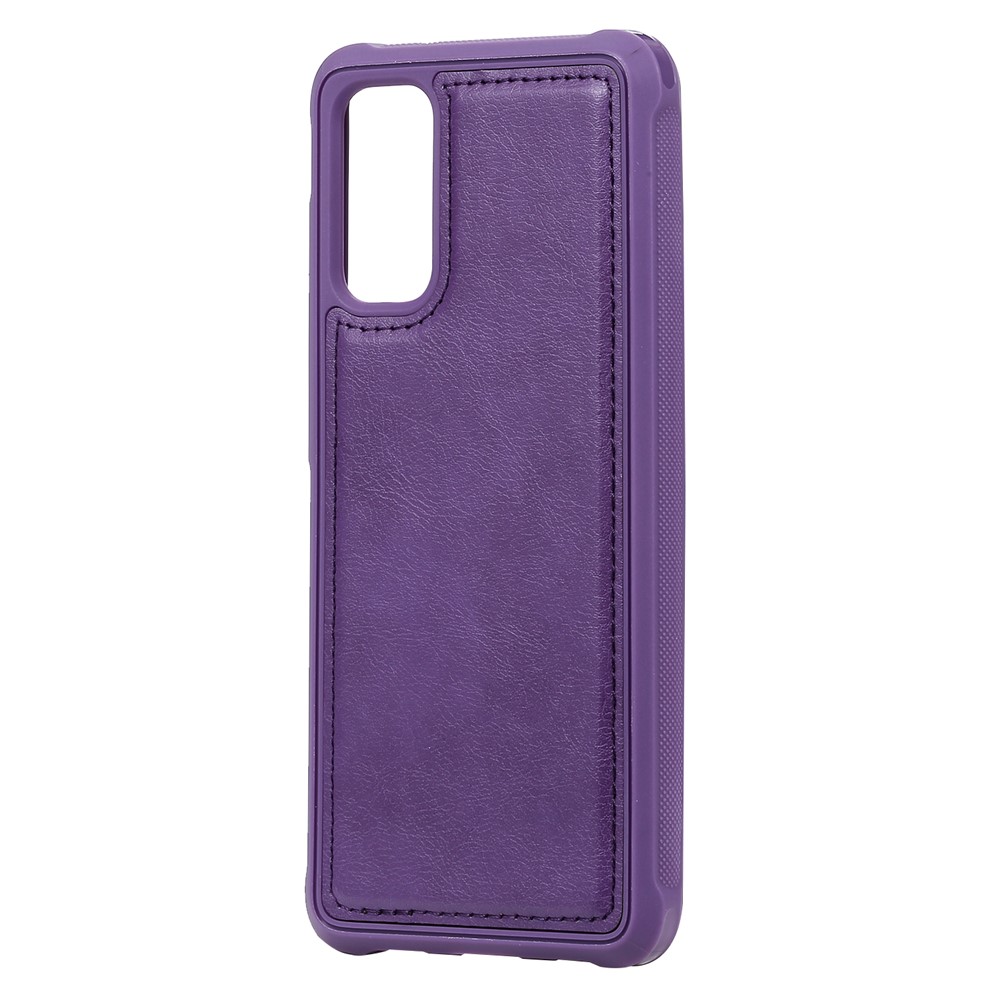 Magnétique KT Leath Series-3 Détachable Bélôle de Portefeuille à Fermeture Éclair 2 en 1 Pour Samsung Galaxy S20 4g / S20 5G - Violet