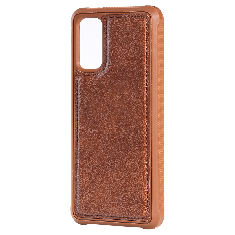 Magnetic Detachable 2-in-1 Zipper Wallet Stand Leather Case for Samsung Galaxy S20 - Brown-6