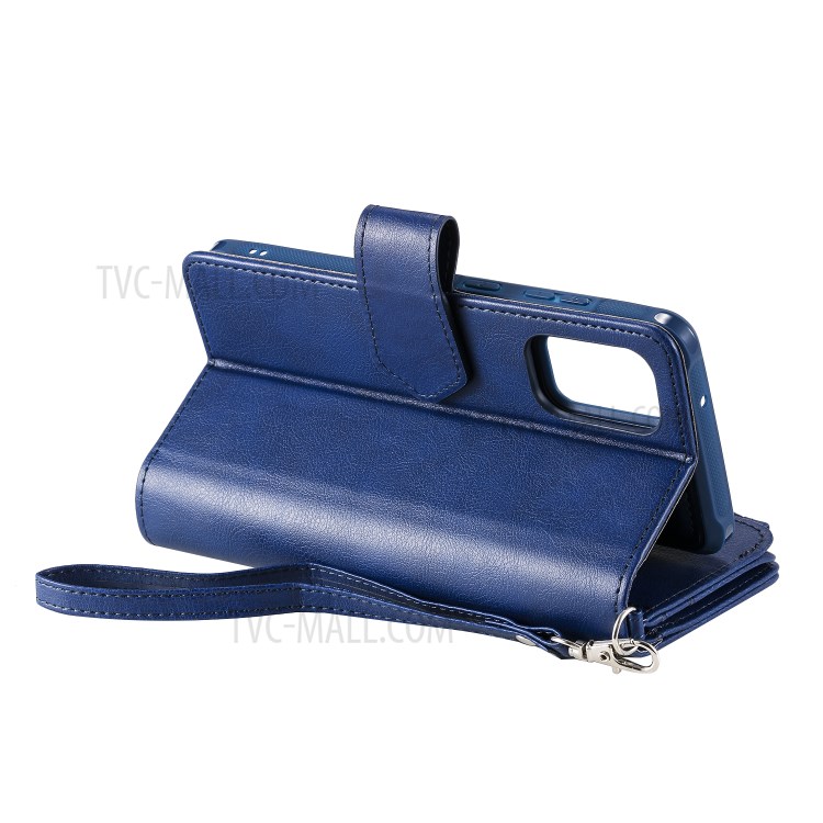 Zipper Pocket Magnetic Detachable 2-in-1 Leather Wallet Case for Samsung Galaxy S20 Plus - Blue-16