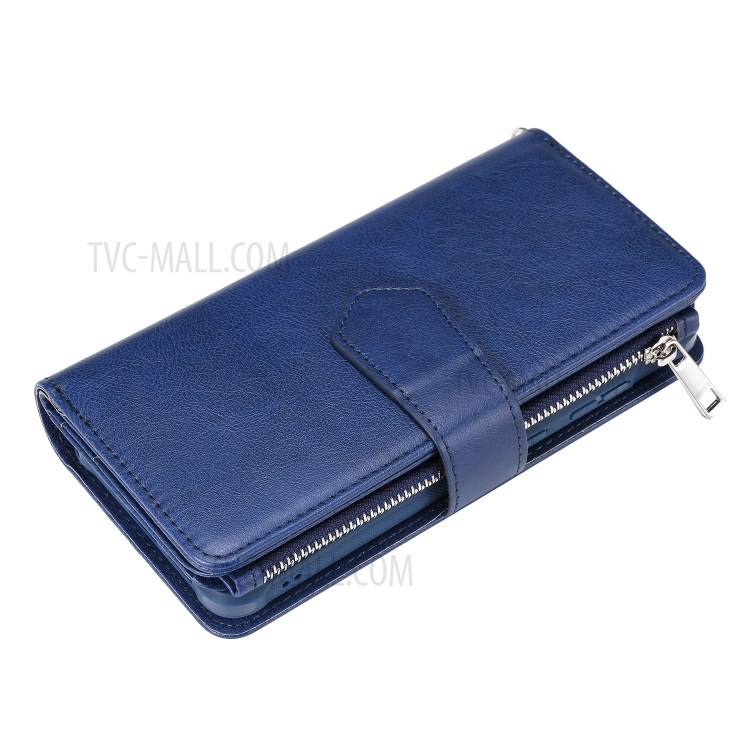 Zipper Pocket Magnetic Detachable 2-in-1 Leather Wallet Case for Samsung Galaxy S20 Plus - Blue-18