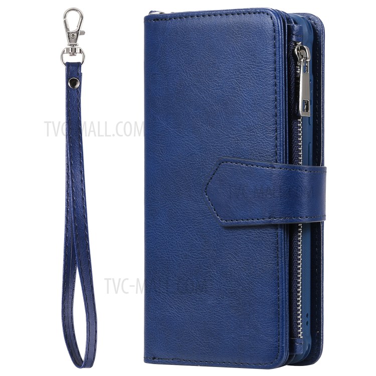 Zipper Pocket Magnetic Detachable 2-in-1 Leather Wallet Case for Samsung Galaxy S20 Plus - Blue-8