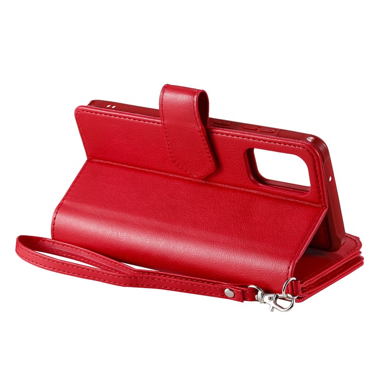 Zipper Pocket Magnetic Detachable 2-in-1 Leather Wallet Case for Samsung Galaxy S20 Plus - Red-12