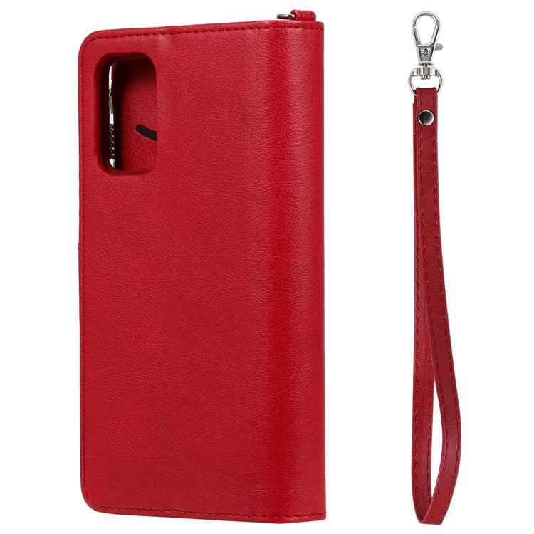 Zipper Pocket Magnetic Detachable 2-in-1 Leather Wallet Case for Samsung Galaxy S20 Plus - Red-5
