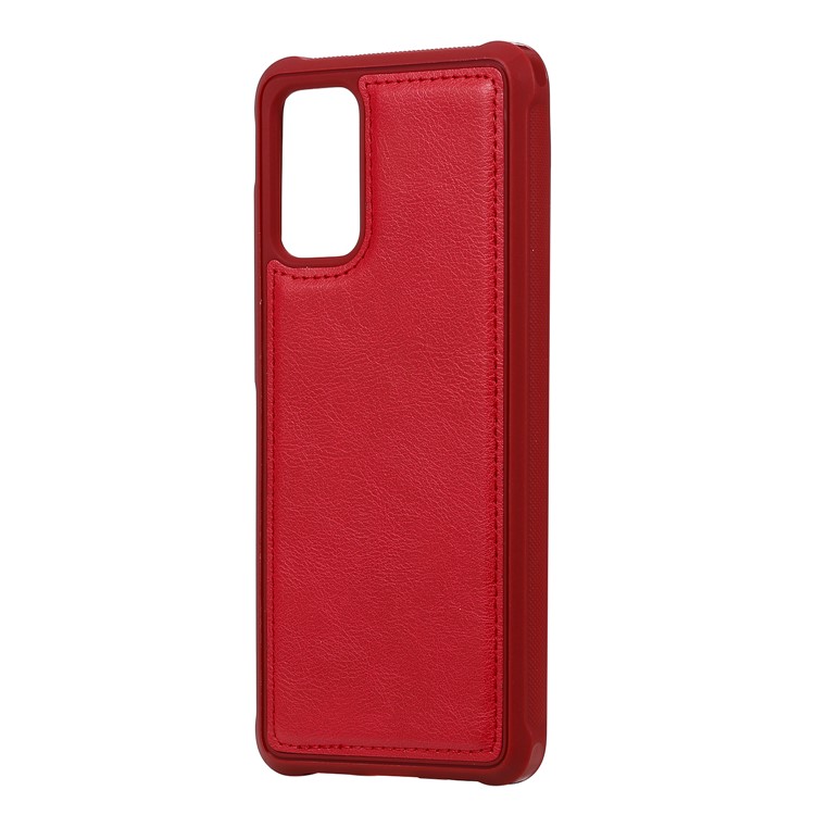 Zipper Pocket Magnetic Detachable 2-in-1 Leather Wallet Case for Samsung Galaxy S20 Plus - Red-6