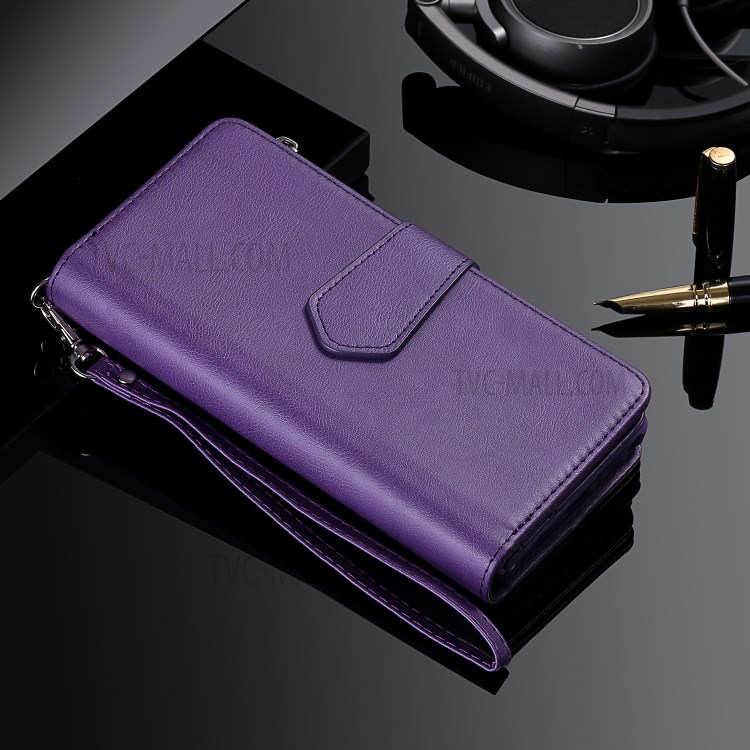 Zipper Pocket Magnetic Detachable 2-in-1 Leather Wallet Case for Samsung Galaxy S20 Plus - Purple-14
