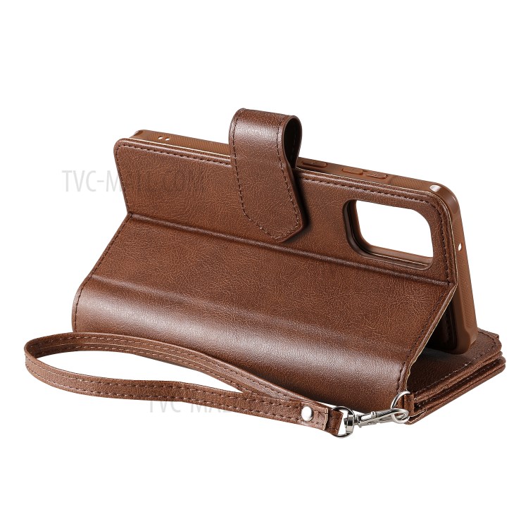 Zipper Pocket Magnetic Detachable 2-in-1 Leather Wallet Case for Samsung Galaxy S20 Plus - Brown-12