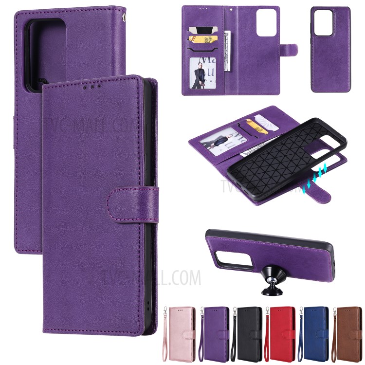 Detachable 2-in-1 Leather Wallet Case for Samsung Galaxy S20 Ultra - Purple-12