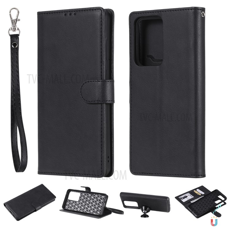 Detachable 2-in-1 Leather Wallet Case for Samsung Galaxy S20 Ultra - Black-1