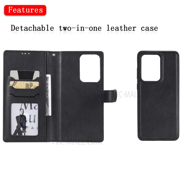 Detachable 2-in-1 Leather Wallet Case for Samsung Galaxy S20 Ultra - Black-4