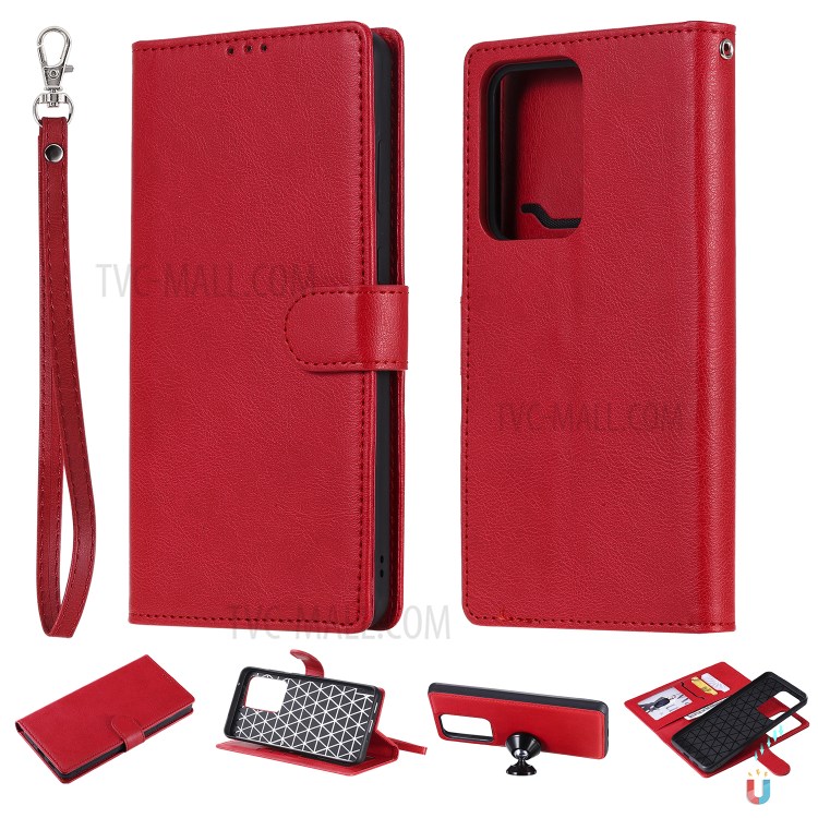 Detachable 2-in-1 Leather Wallet Case for Samsung Galaxy S20 Ultra - Red-1