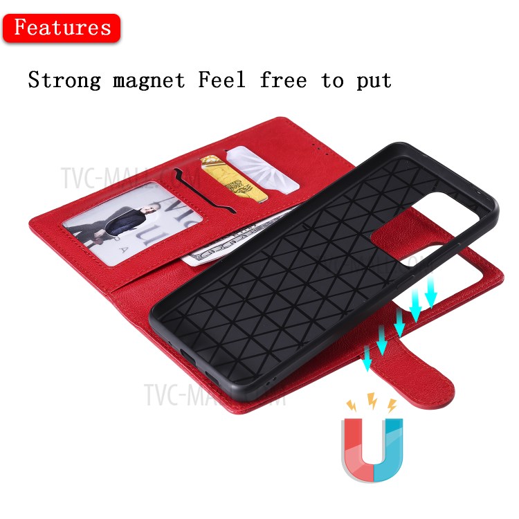 Detachable 2-in-1 Leather Wallet Case for Samsung Galaxy S20 Ultra - Red-7