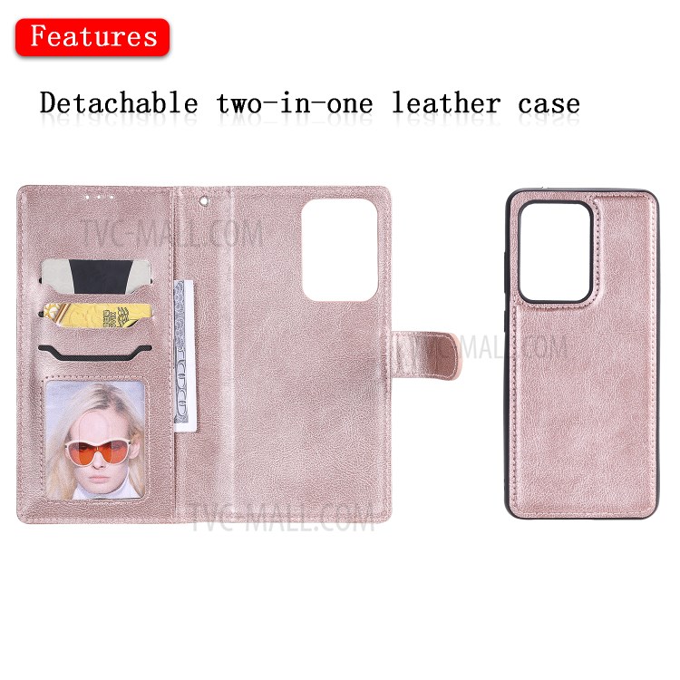 Detachable 2-in-1 Leather Wallet Case for Samsung Galaxy S20 Ultra - Rose Gold-4