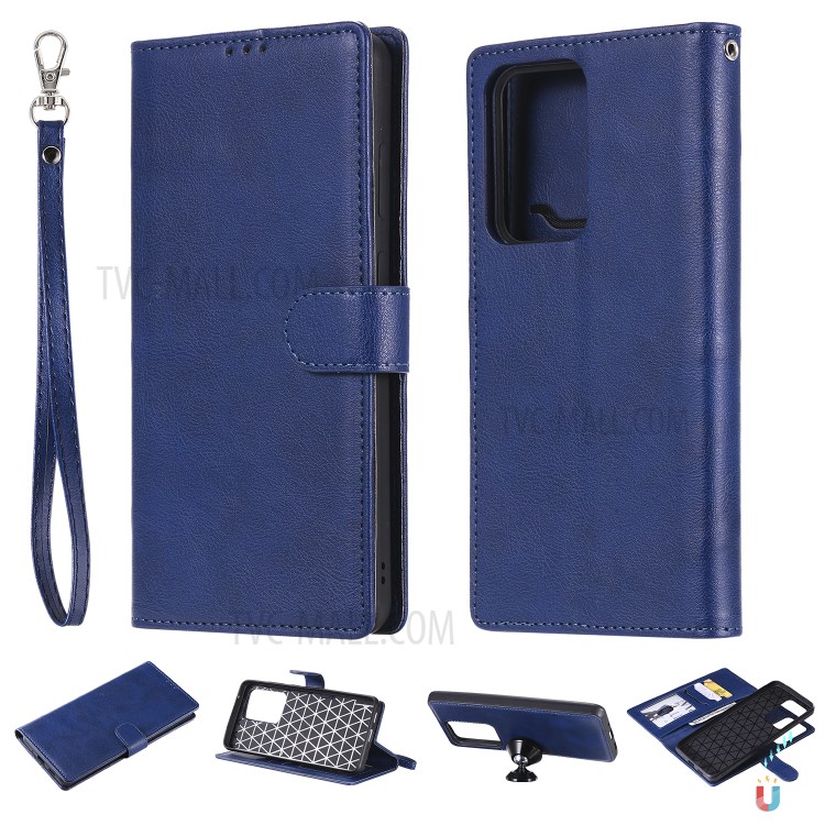 Detachable 2-in-1 Leather Wallet Case for Samsung Galaxy S20 Ultra - Blue-1