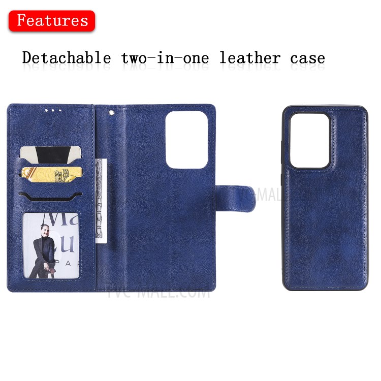 Detachable 2-in-1 Leather Wallet Case for Samsung Galaxy S20 Ultra - Blue-4