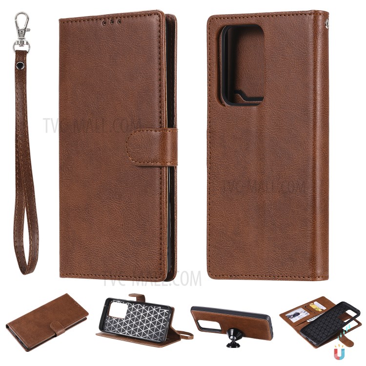 Detachable 2-in-1 Leather Wallet Case for Samsung Galaxy S20 Ultra - Brown-1