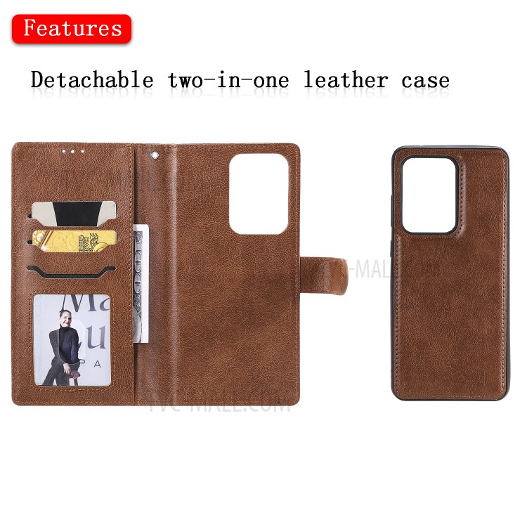 Detachable 2-in-1 Leather Wallet Case for Samsung Galaxy S20 Ultra - Brown-4