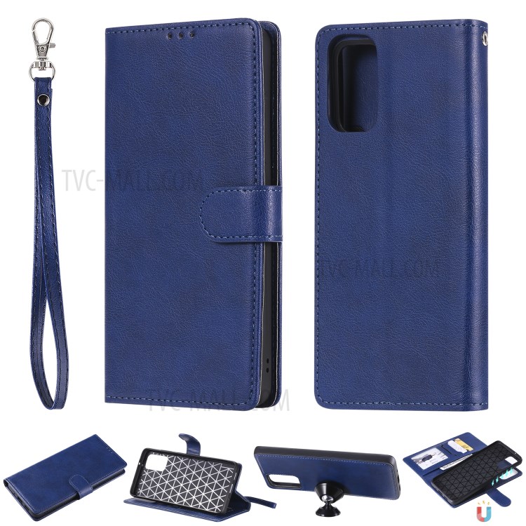 Detachable 2-in-1 Leather Wallet Stand Case for Samsung Galaxy S20 Plus - Blue-1