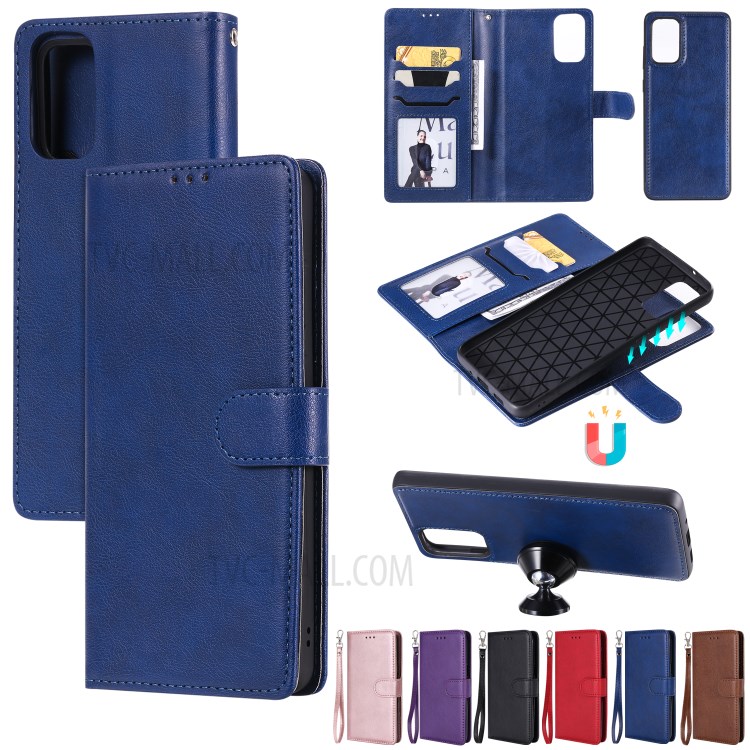 Detachable 2-in-1 Leather Wallet Stand Case for Samsung Galaxy S20 Plus - Blue-11
