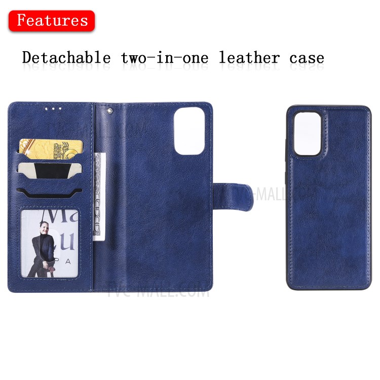 Detachable 2-in-1 Leather Wallet Stand Case for Samsung Galaxy S20 Plus - Blue-4