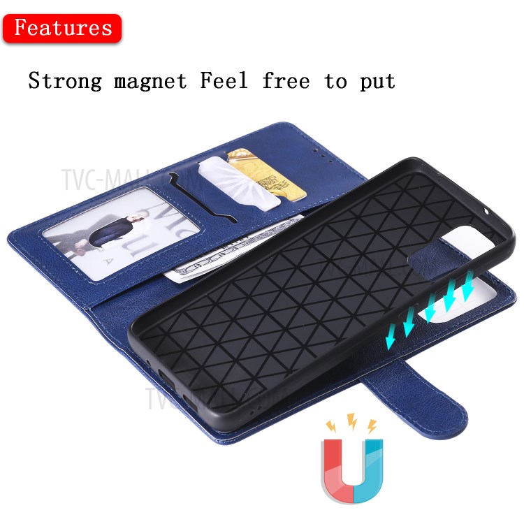 Detachable 2-in-1 Leather Wallet Stand Case for Samsung Galaxy S20 Plus - Blue-5
