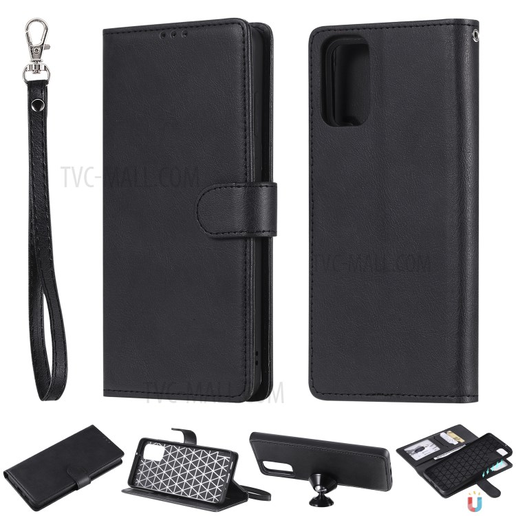 Detachable 2-in-1 Leather Wallet Stand Case for Samsung Galaxy S20 Plus - Black-1