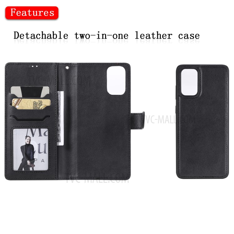 Detachable 2-in-1 Leather Wallet Stand Case for Samsung Galaxy S20 Plus - Black-4