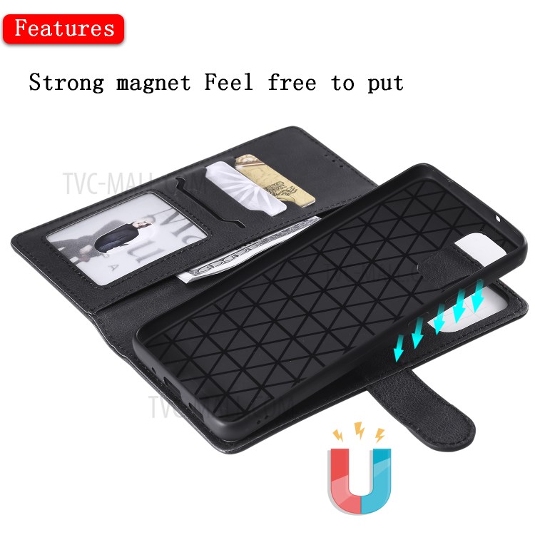 Detachable 2-in-1 Leather Wallet Stand Case for Samsung Galaxy S20 Plus - Black-5