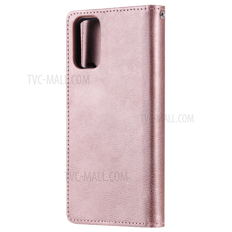 Detachable 2-in-1 Leather Wallet Stand Case for Samsung Galaxy S20 Plus - Rose Gold-3