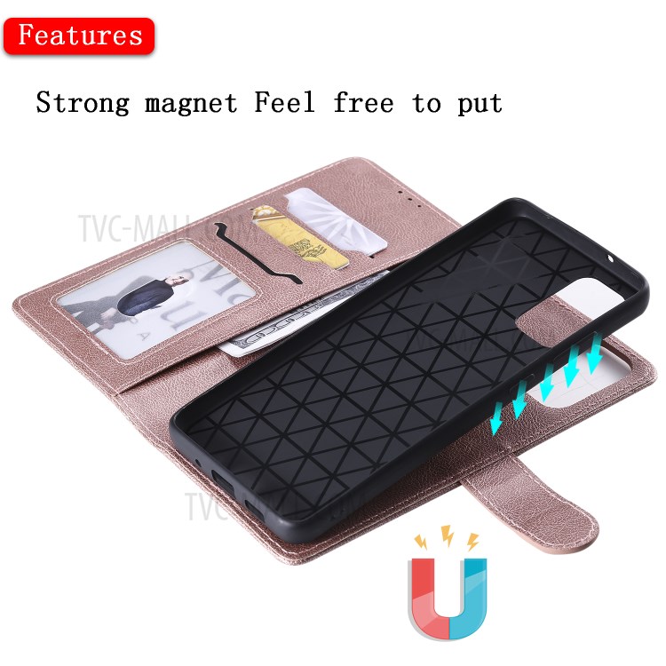 Detachable 2-in-1 Leather Wallet Stand Case for Samsung Galaxy S20 Plus - Rose Gold-5