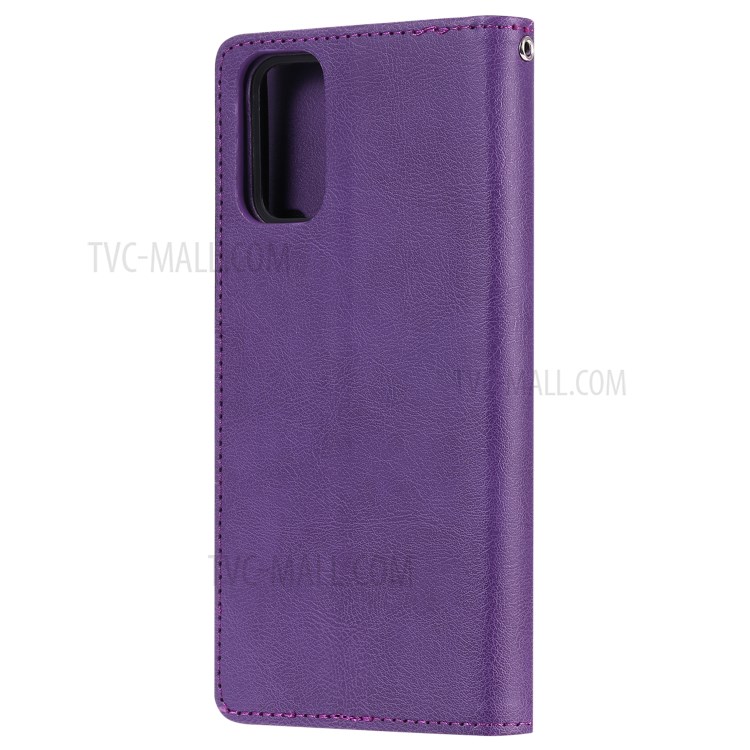 Detachable 2-in-1 Leather Wallet Stand Case for Samsung Galaxy S20 Plus - Purple-3