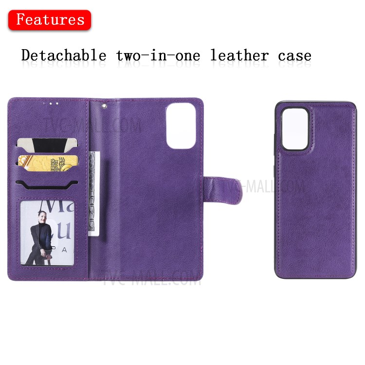 Detachable 2-in-1 Leather Wallet Stand Case for Samsung Galaxy S20 Plus - Purple-4