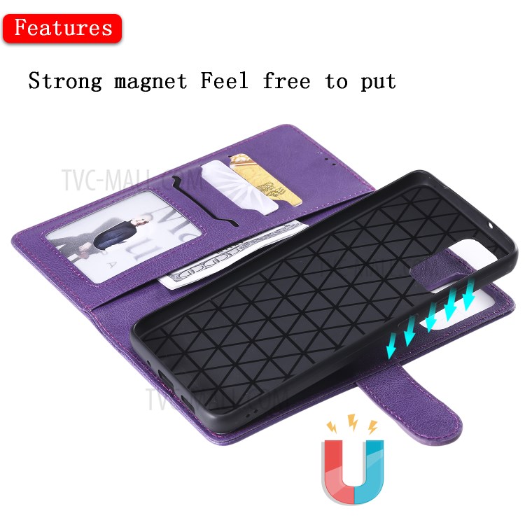 Detachable 2-in-1 Leather Wallet Stand Case for Samsung Galaxy S20 Plus - Purple-5