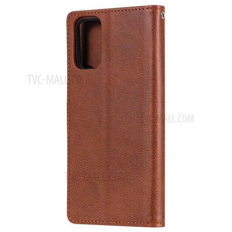 Detachable 2-in-1 Leather Wallet Stand Case for Samsung Galaxy S20 Plus - Brown-3