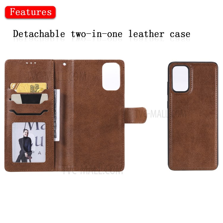 Detachable 2-in-1 Leather Wallet Stand Case for Samsung Galaxy S20 Plus - Brown-4
