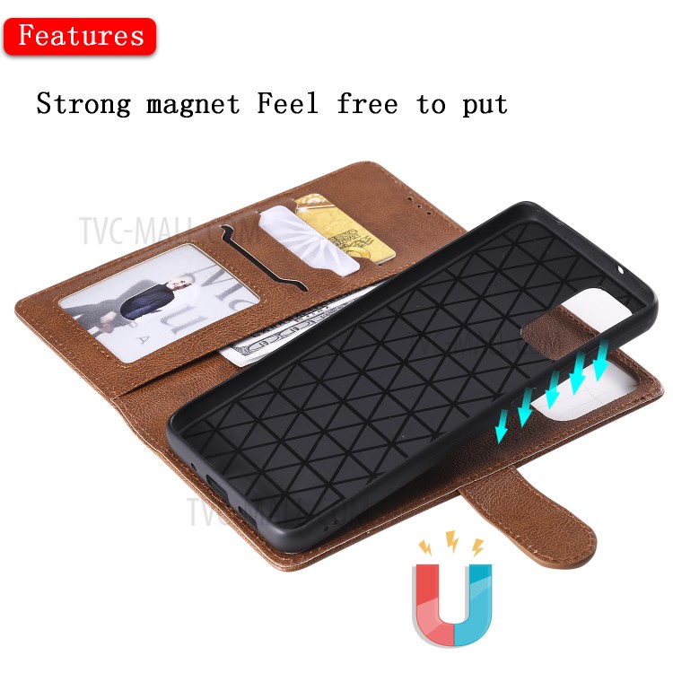 Detachable 2-in-1 Leather Wallet Stand Case for Samsung Galaxy S20 Plus - Brown-5