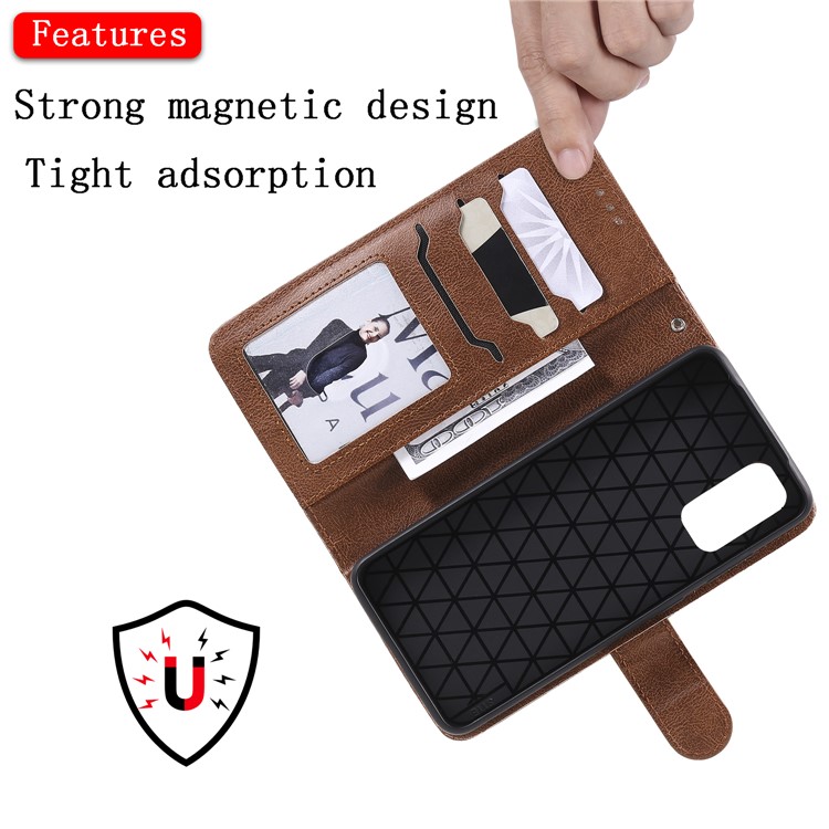 Detachable 2-in-1 PU Leather Wallet Case for Samsung Galaxy S20 - Brown-9