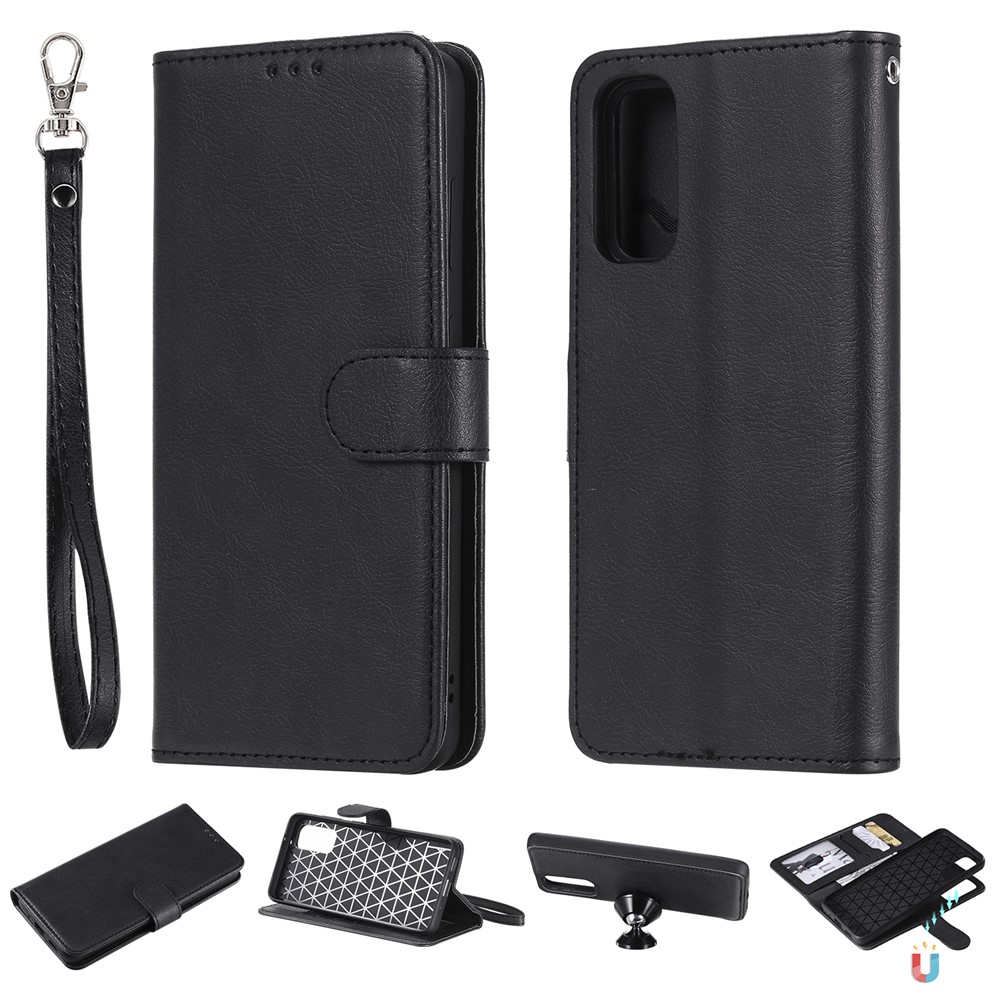 Detachable 2-in-1 PU Leather Wallet Case for Samsung Galaxy S20 - Black-1