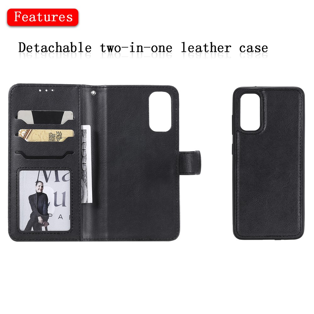 Detachable 2-in-1 PU Leather Wallet Case for Samsung Galaxy S20 - Black-4