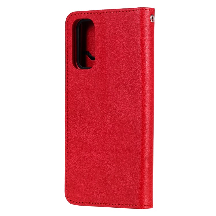Detachable 2-in-1 PU Leather Wallet Case for Samsung Galaxy S20 - Red-3
