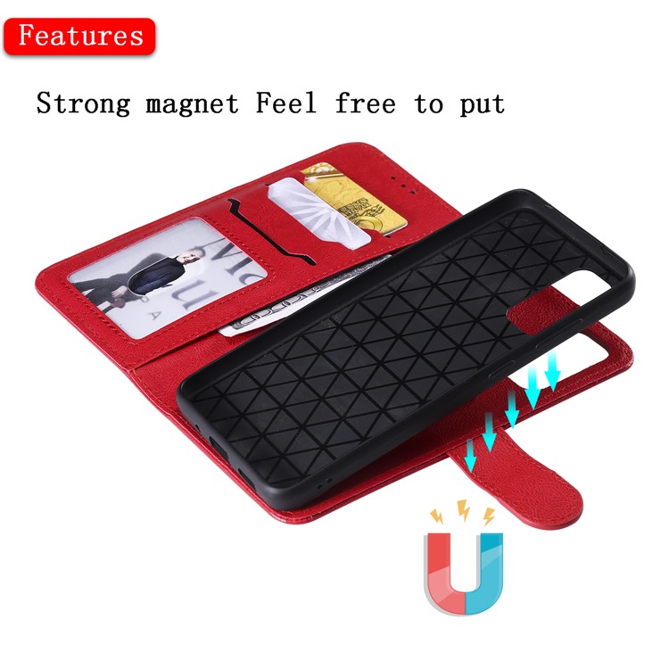 Detachable 2-in-1 PU Leather Wallet Case for Samsung Galaxy S20 - Red-7