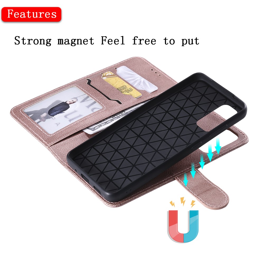 Detachable 2-in-1 PU Leather Wallet Case for Samsung Galaxy S20 - Rose Gold-6
