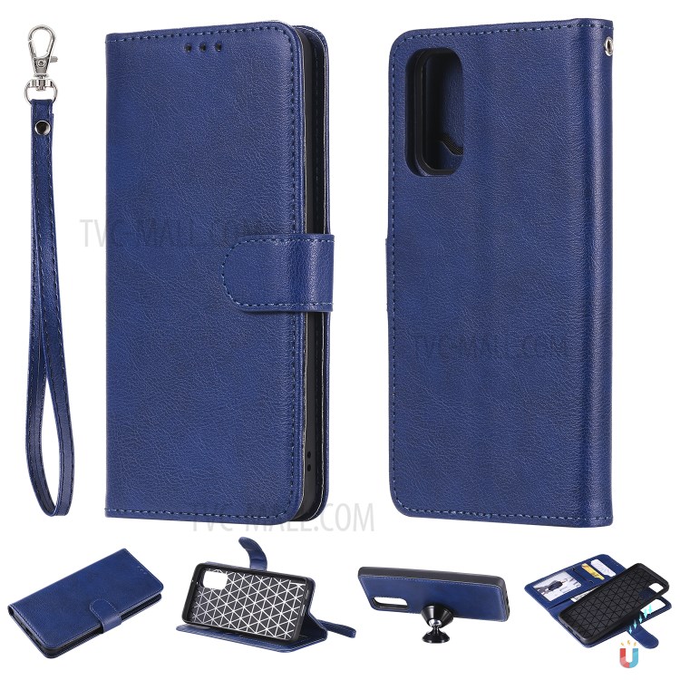 Detachable 2-in-1 PU Leather Wallet Case for Samsung Galaxy S20 - Blue-1
