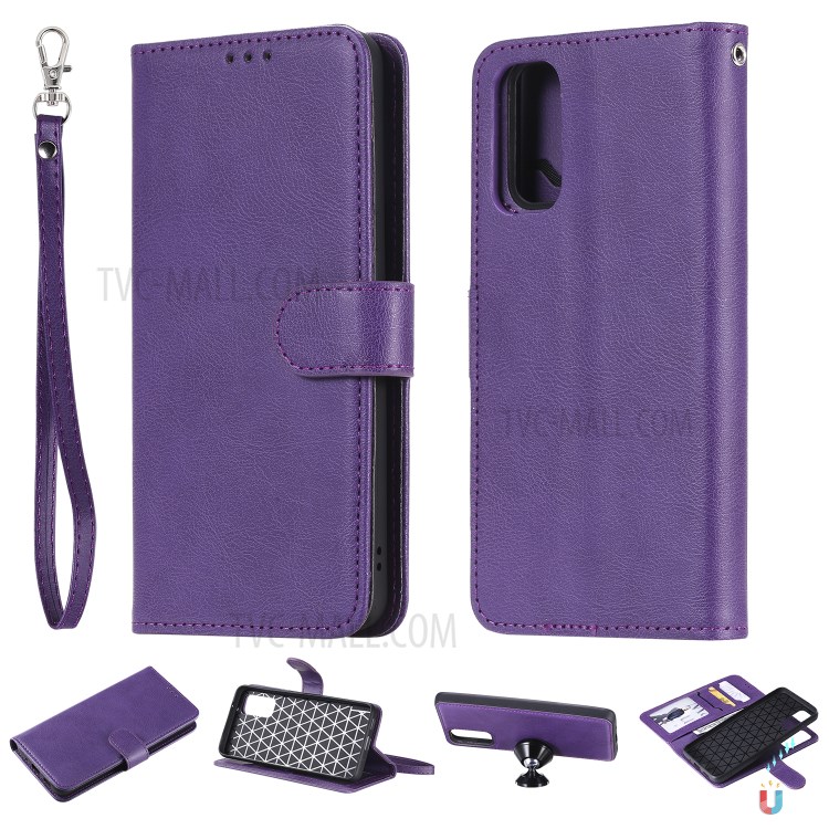 Detachable 2-in-1 PU Leather Wallet Case for Samsung Galaxy S20 - Purple-1