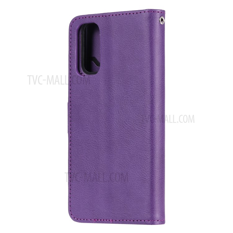 Detachable 2-in-1 PU Leather Wallet Case for Samsung Galaxy S20 - Purple-3
