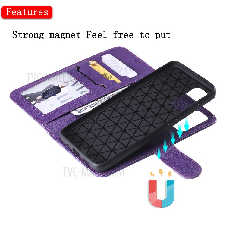 Detachable 2-in-1 PU Leather Wallet Case for Samsung Galaxy S20 - Purple-6