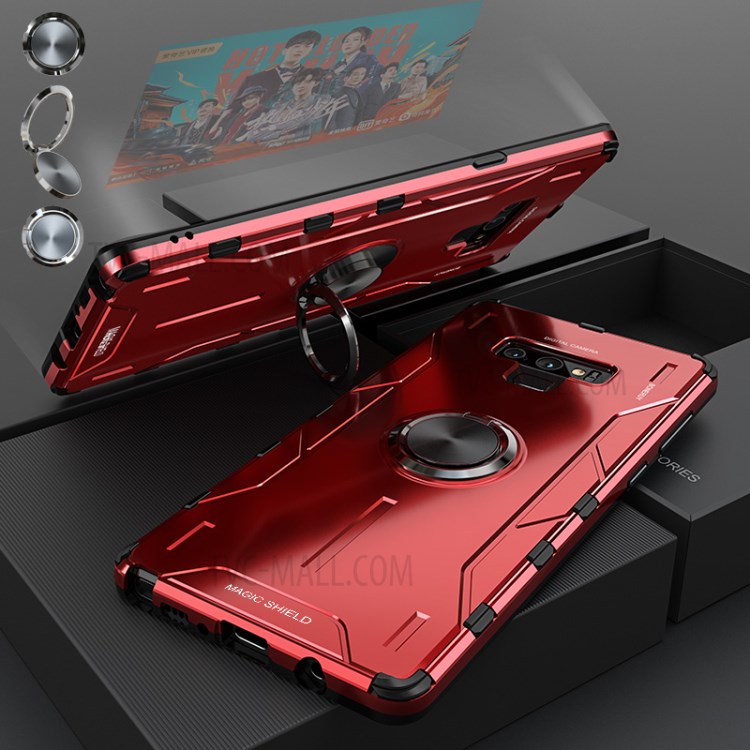 Drop-proof Kickstand Metal Phone Cover Protective Casing for Samsung Galaxy Note9 N960 - Red-1