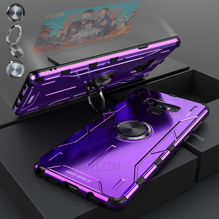 Drop-proof Kickstand Metal Phone Cover Protective Casing for Samsung Galaxy Note9 N960 - Purple-1