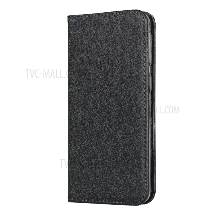 Silk Texture Wallet Stand Phone Case Cover for Samsung Galaxy A40 - Black-3